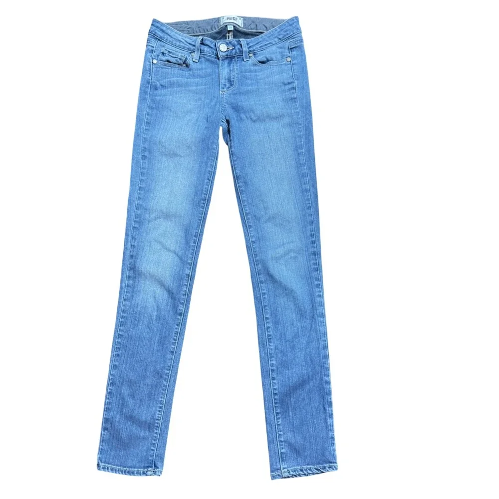 Paige Denim Women Size 25 Blue Medium Wash low rise straight‎ Leg Stretch Jeans